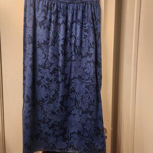 GAP Linen Blend Blue Floral Midi Slip Skirt